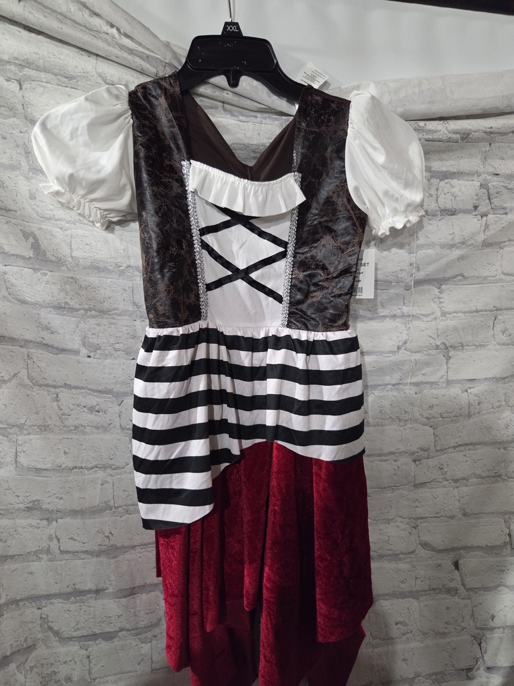 Girls Black, White & Red Pirate Costume Dress - Medium